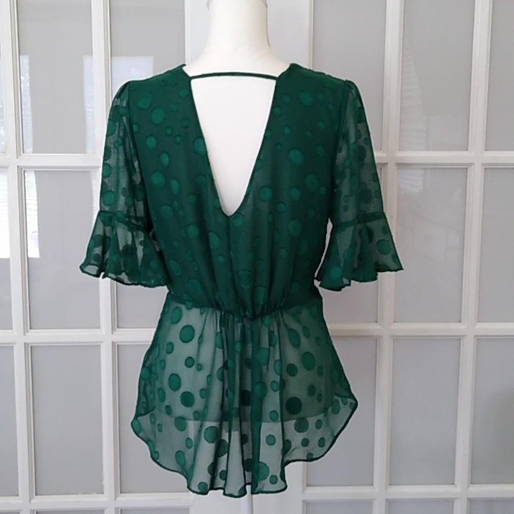 Highline Collective Double V Neck Green Blouse Size - Small - Picture 6 of 16